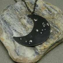 Crescent Moon Steel Necklace w/ Sterling Silver Constellation