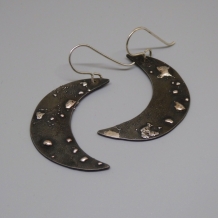 Steel Crescent Moon Earrings with Sterling Silvder