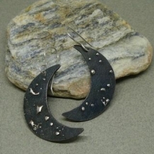 Crescent Moon Earrings with Sterling Silver Constellation